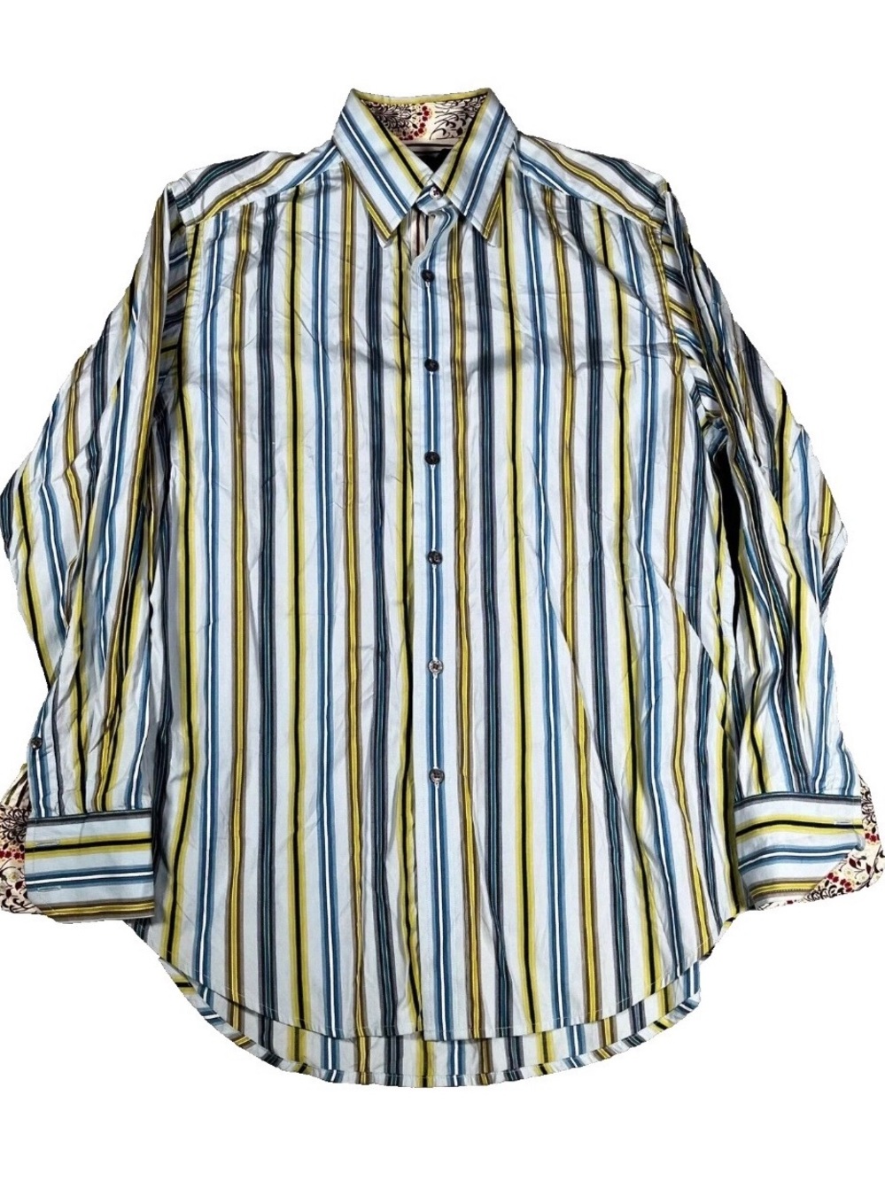 Robert Graham Striped Polo with Embroidered Dog in Light Blue, Green, White